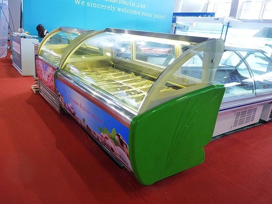 18 congelatore commerciale verde dell'esposizione del gelato dei vassoi R404a per il negozio