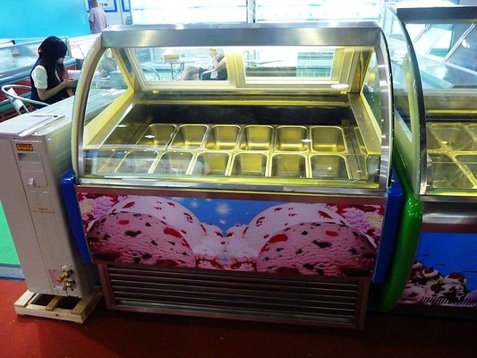 Dispositivo di raffreddamento portatile del gelato con vetro curvo, pentole del congelatore 10 dell'esposizione da -18 gradi