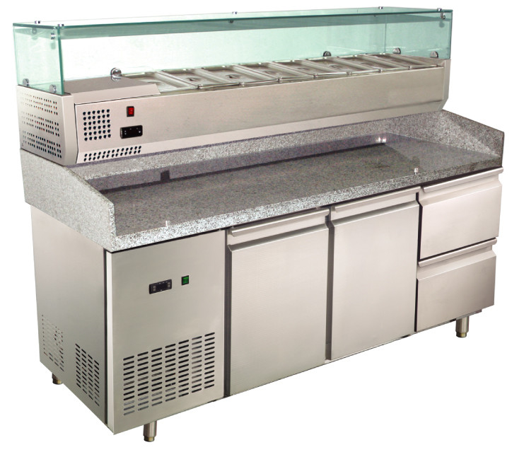 La portata della cassa della pizza del controsoffitto del granito in congelatore di frigorifero con prepara l'unità, 380L+65L