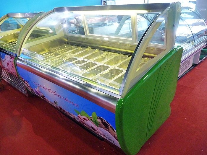 18 congelatore commerciale verde dell'esposizione del gelato dei vassoi R404a per il negozio