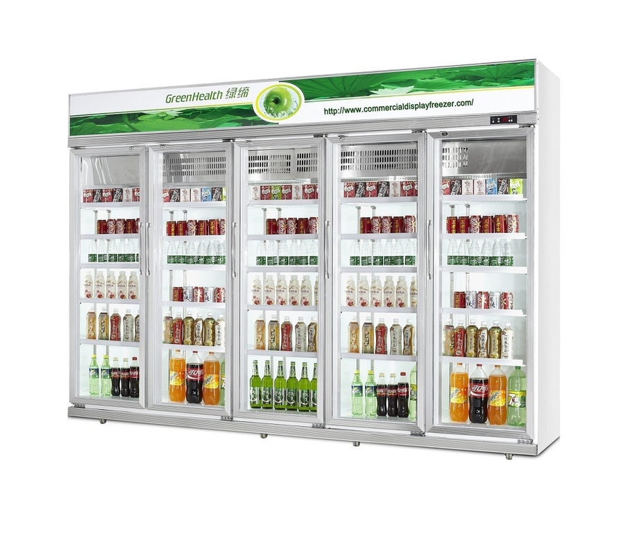 Grande congelatore di vetro commerciale bianco della porta una porta 5 di vetro per il dispositivo di raffreddamento della bevanda